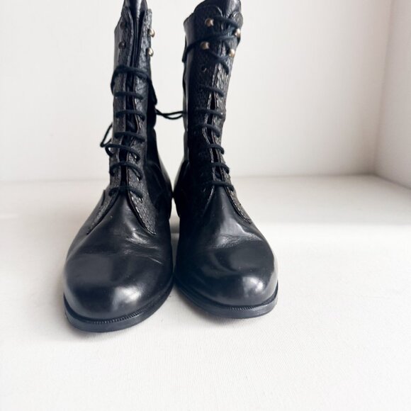 Emmedieci Buttery Soft Black Leather Antique Style Booties w Wool Lining 38.5 - Picture 6 of 8